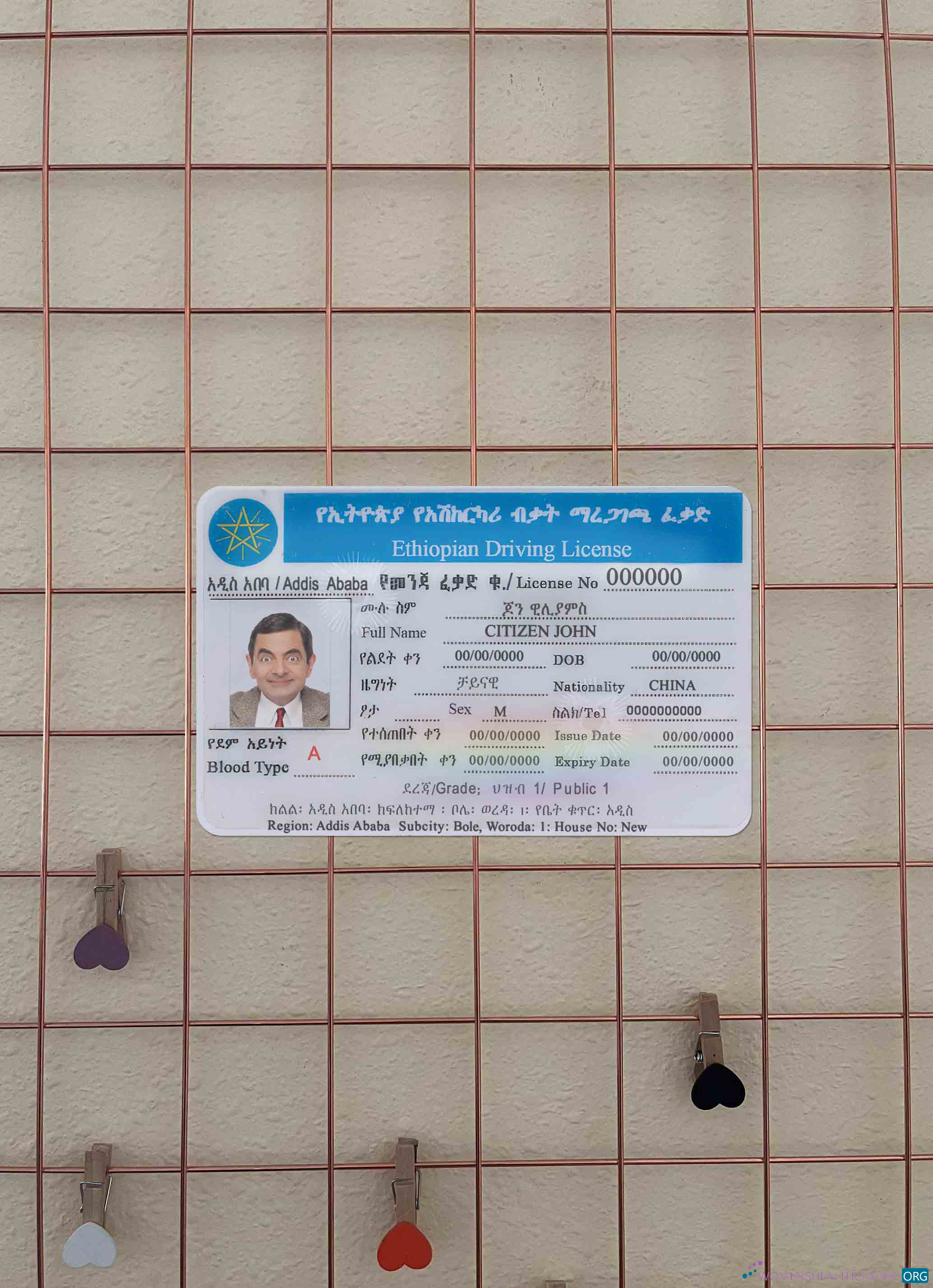 Download Ethiopia driving license photolook FRONT Photoshop template